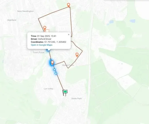 Driver location history now appears as GPS breadcrumbs in Tarot Routing