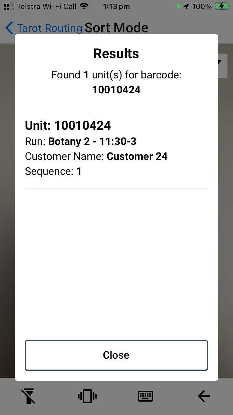 Tarot Driver App sort mode with Results