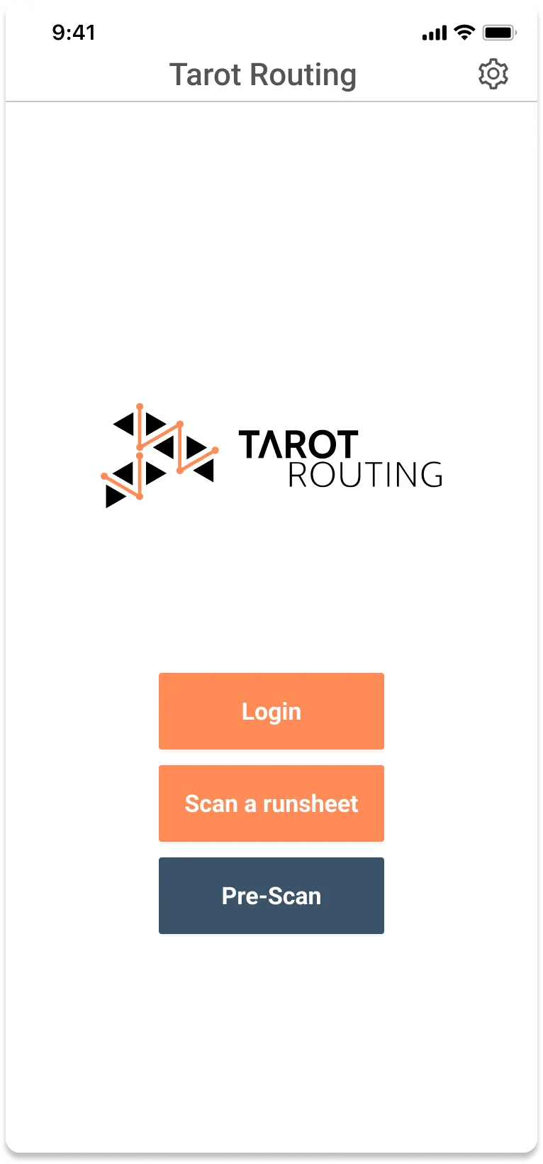 Home Screen of Tarot Routing Driver App