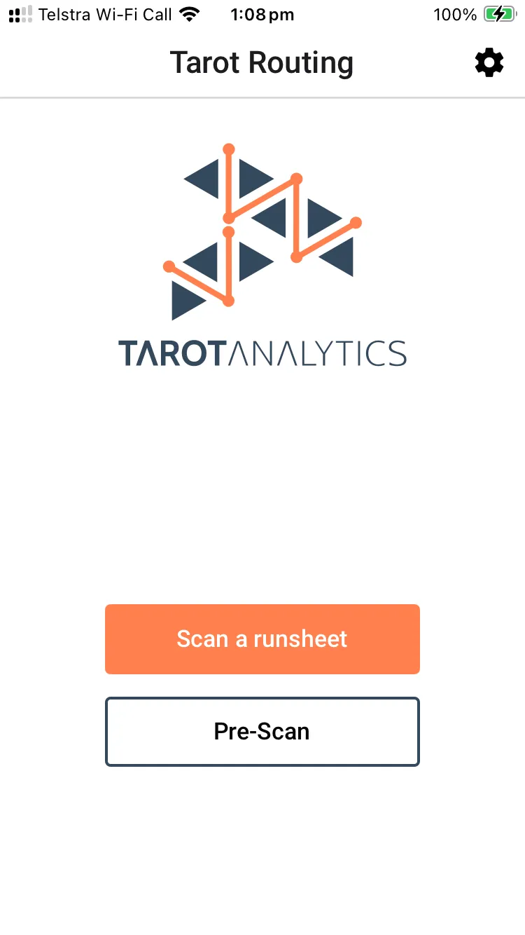Tarot Driver App Home Screen