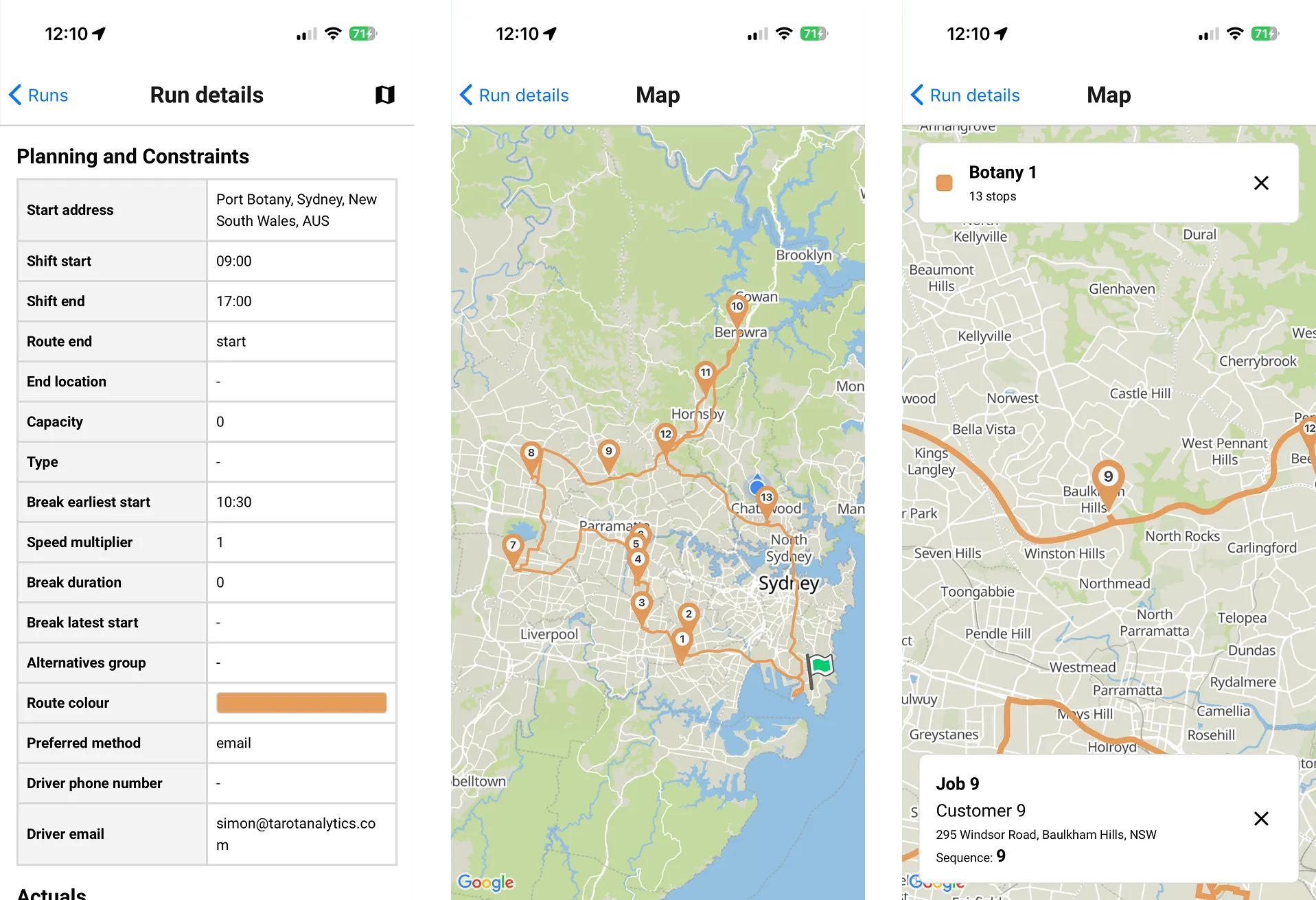 Planner Mode viewing a Route in Detail
