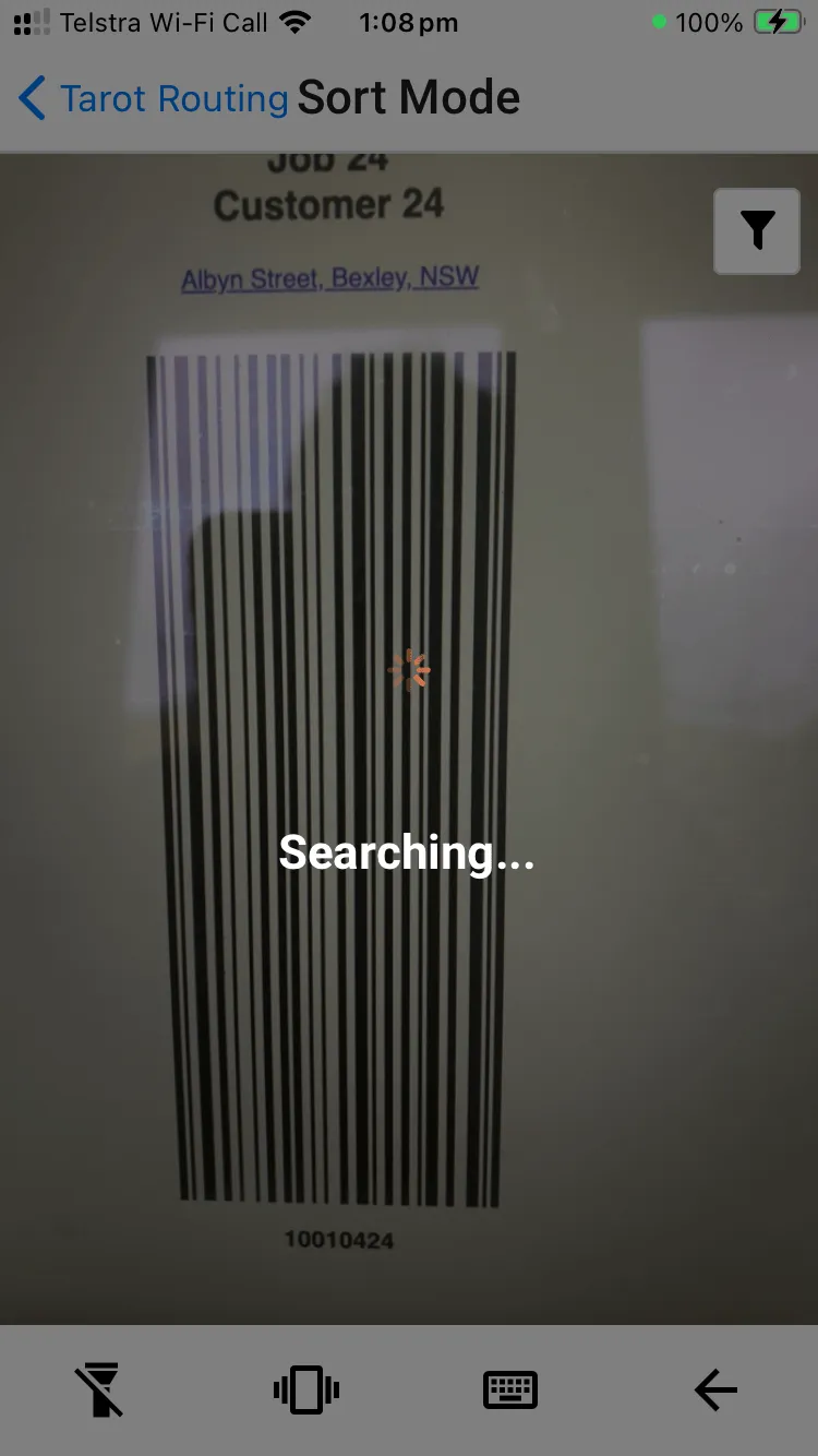 Tarot Driver App sort mode when scanning a barcode