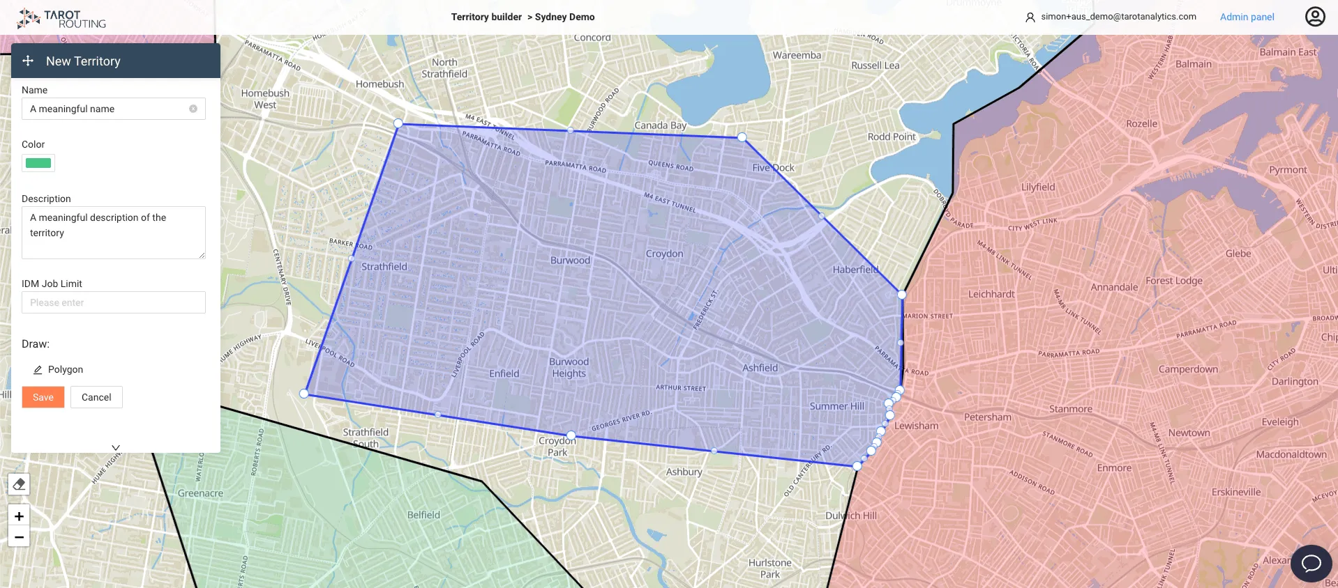 New territory polygon snapped to the edges of the neighbouring territories