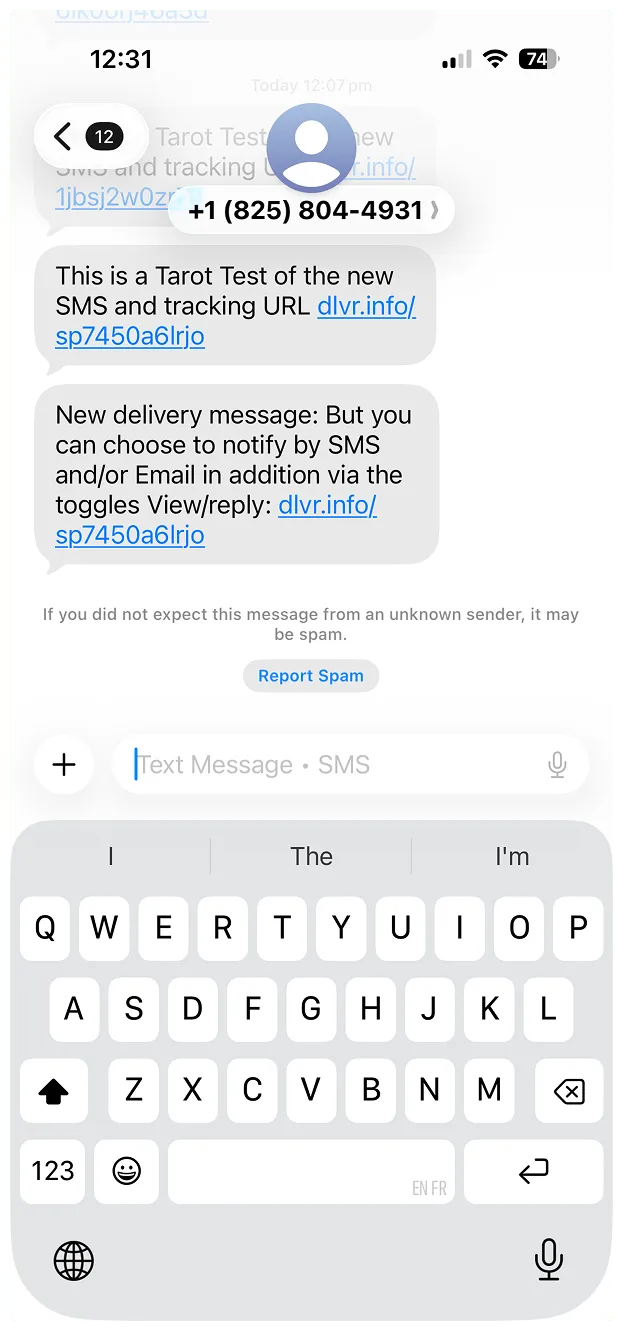Customer is directed to reply via tracking link