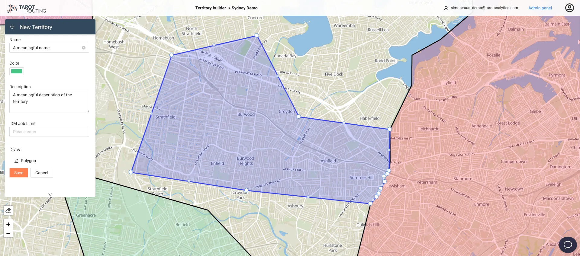 Territory boundary refined with an extra vertex dragged into place
